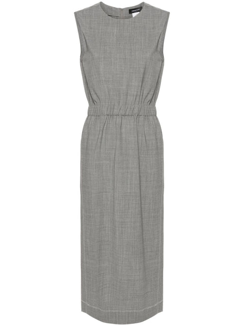 contrast-stitching sleeveless dress